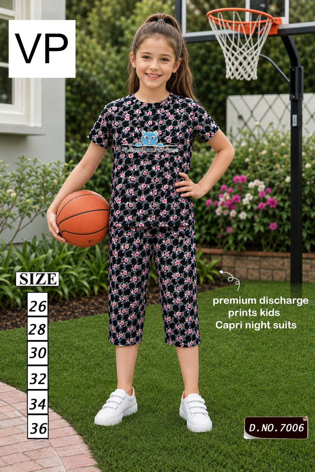 Design 7006 Vp Premium Girls Capri Night Suits Wholesaler India