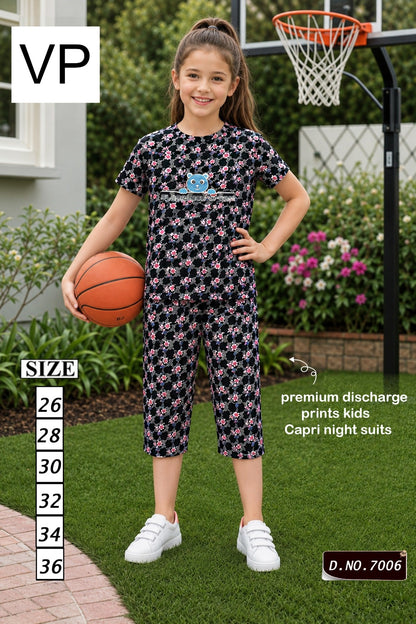 Design 7006 Vp Premium Girls Capri Night Suits Wholesaler India