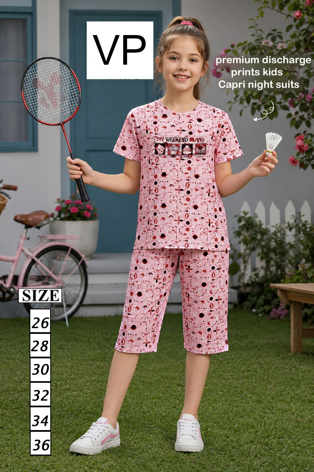 Design 7006 Vp Premium Girls Capri Night Suits Wholesaler India