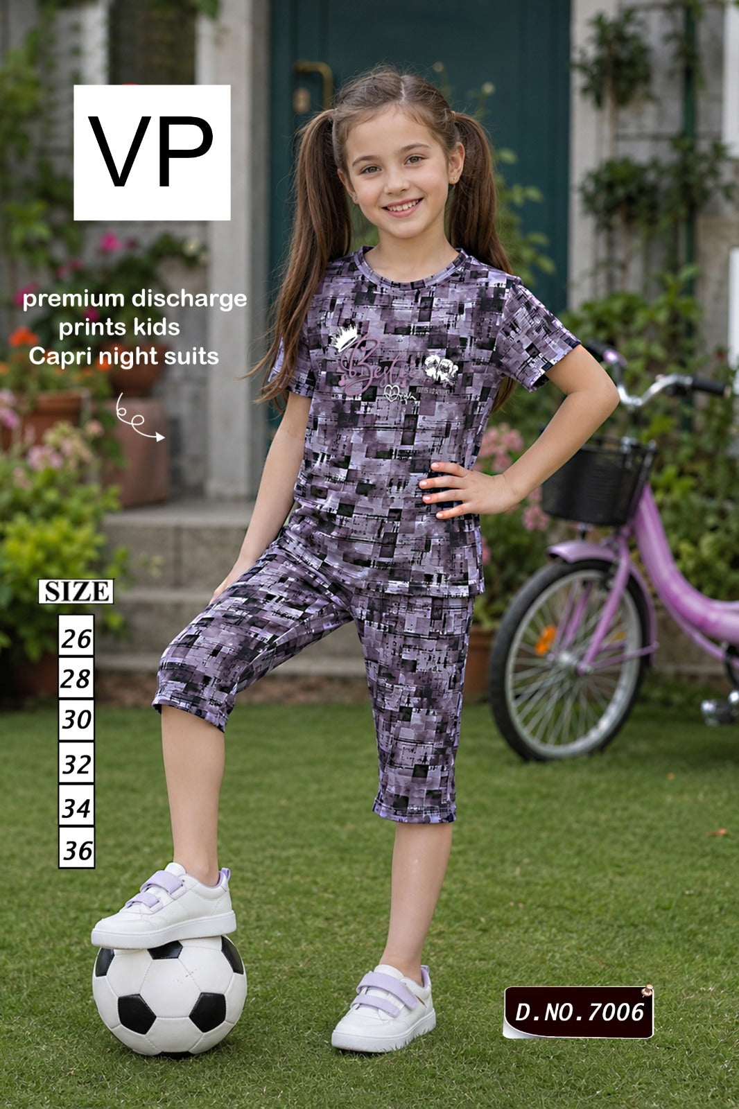 Design 7006 Vp Premium Girls Capri Night Suits Wholesaler India