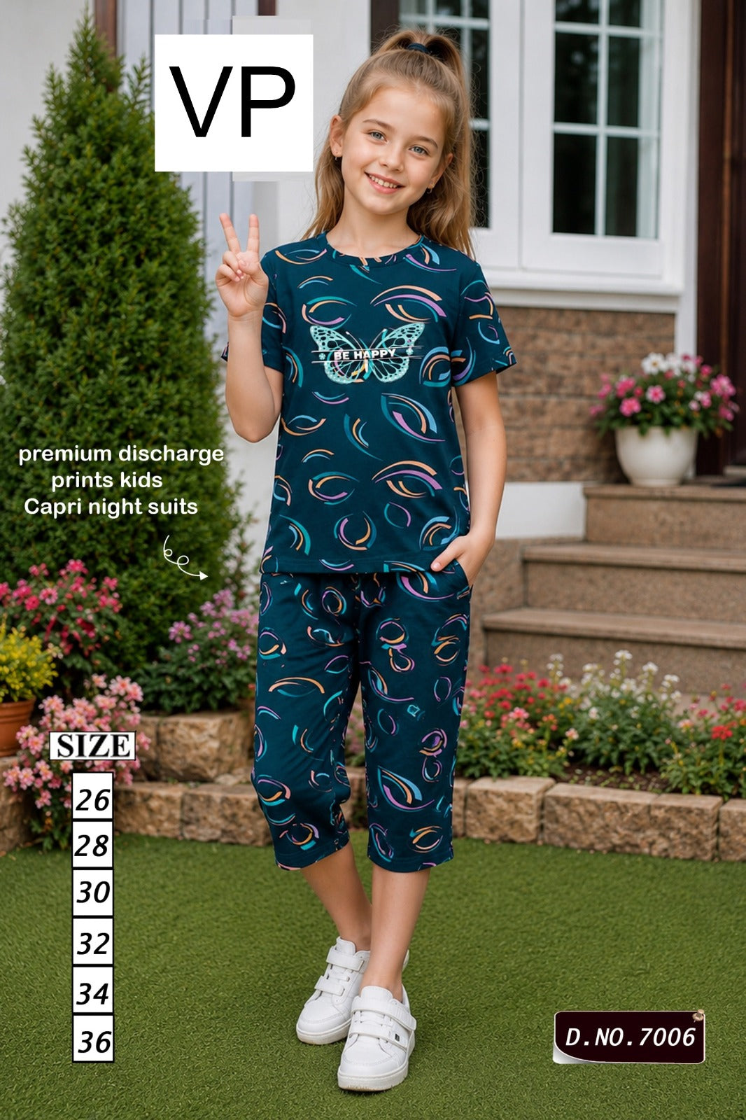 Design 7006 Vp Premium Girls Capri Night Suits Wholesaler India