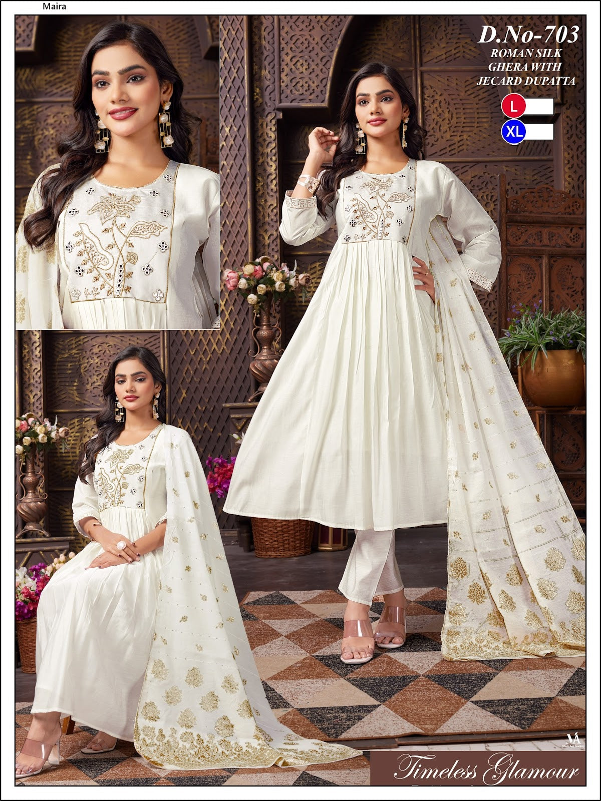 white anarkali dress buy ahmedabad Color Georgette Gown Pant & Dupatta at Rs.1050/Piece in surat offer by Royal Export Georgette with Thread and Sequin Work White Anarkali Salwar Suit in