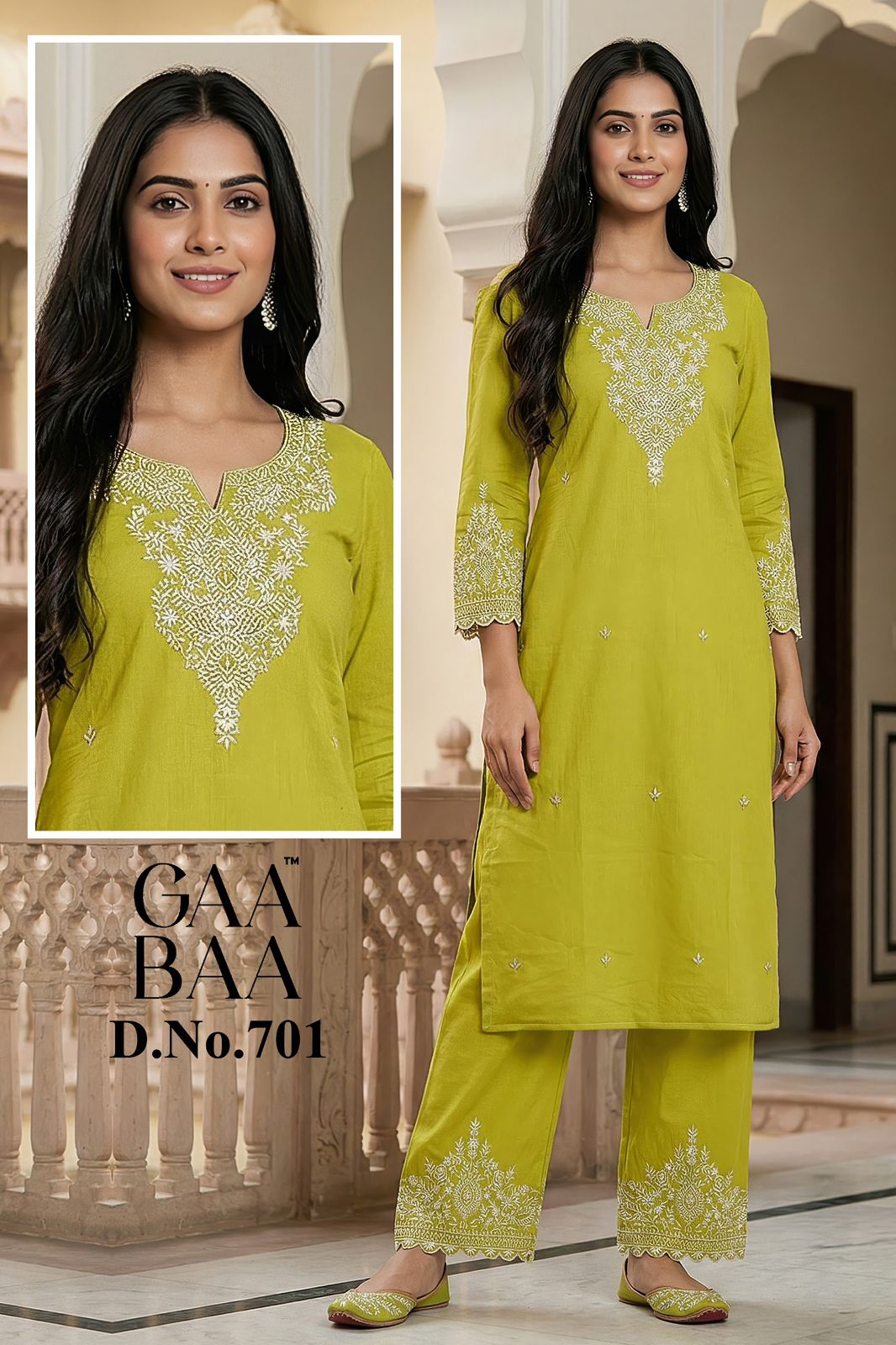 Design 701 Gaabaa Cotton Kurti Pant Set Supplier Gujarat