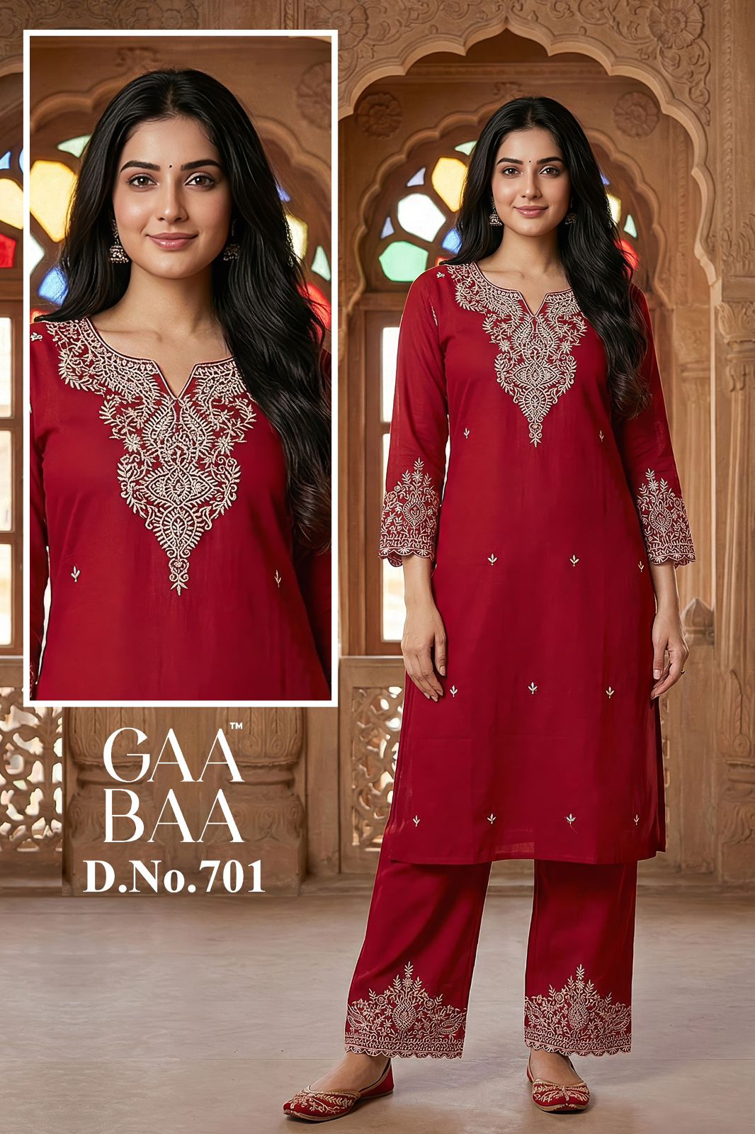 Design 701 Gaabaa Cotton Kurti Pant Set Supplier Gujarat