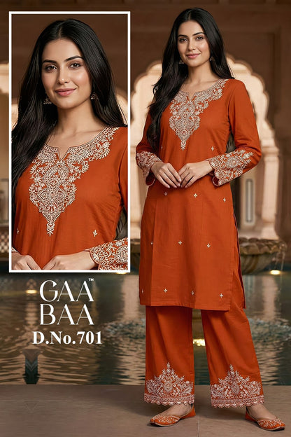 Design 701 Gaabaa Cotton Kurti Pant Set Supplier Gujarat