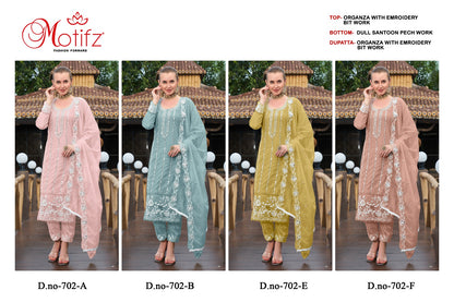 Design 702 Abef Motifz Organza Pakistani Salwar Suits Supplier Ahmedabad