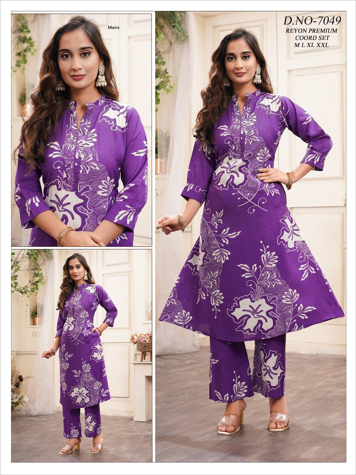 Design 7047-7049 Maira Reyon Co Ord Set Manufacturer India