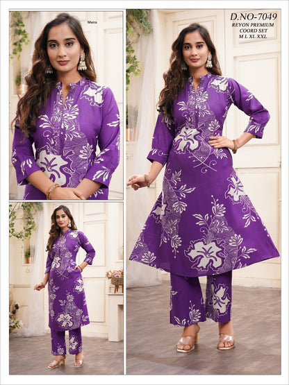 Design 7047-7049 Maira Reyon Co Ord Set Manufacturer India