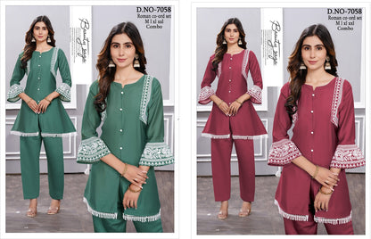 Design 7058 Maira Roman Silk Co Ord Set Manufacturer