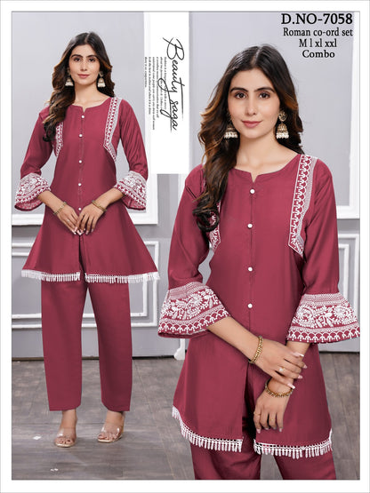 Design 7058 Maira Roman Silk Co Ord Set Manufacturer