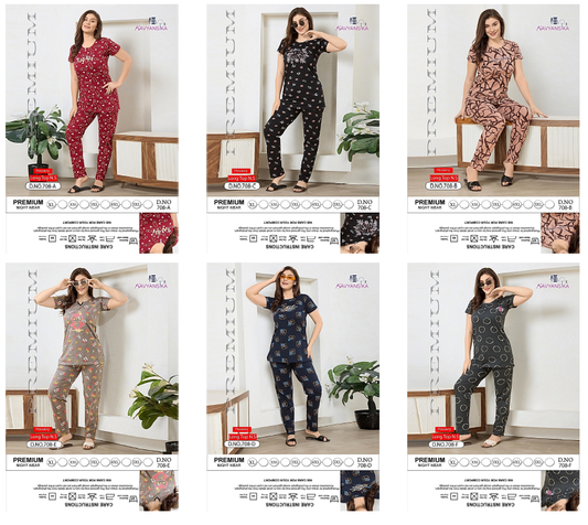 Design 708 Kavyansika Hosiery Pyjama Night Suits Wholesaler