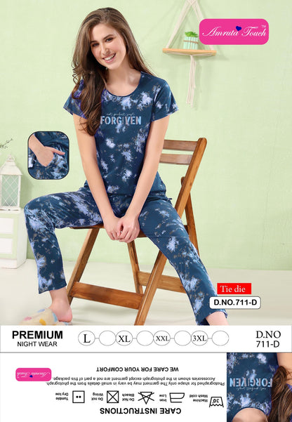 Design 711 Kavyansika Tie Dye Pyjama Night Suits Manufacturer Ahmedabad