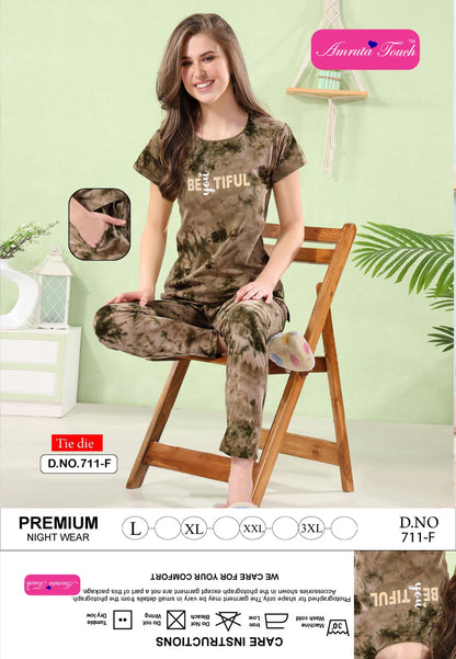 Design 711 Kavyansika Tie Dye Pyjama Night Suits Manufacturer Ahmedabad