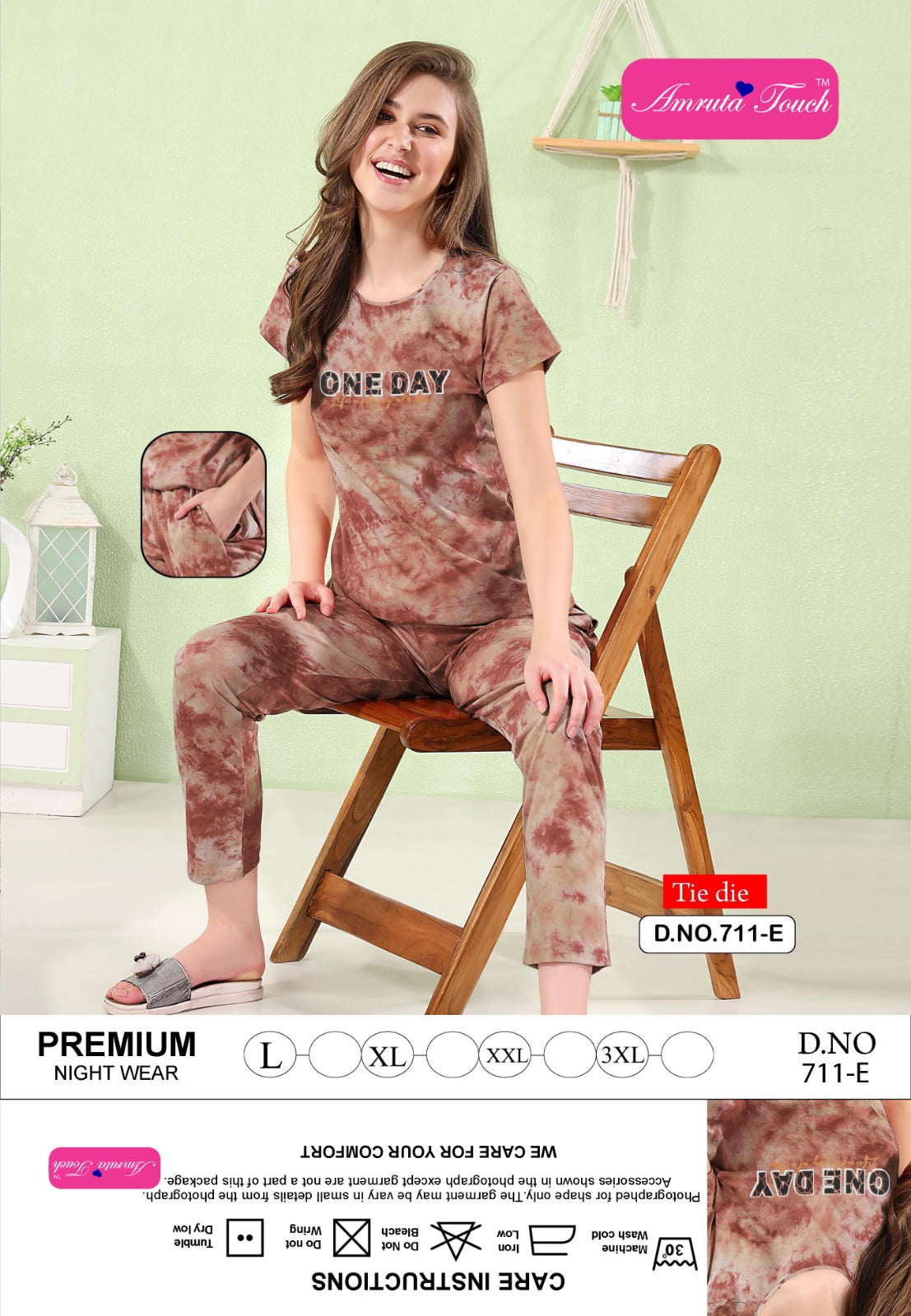 Design 711 Kavyansika Tie Dye Pyjama Night Suits Manufacturer Ahmedabad