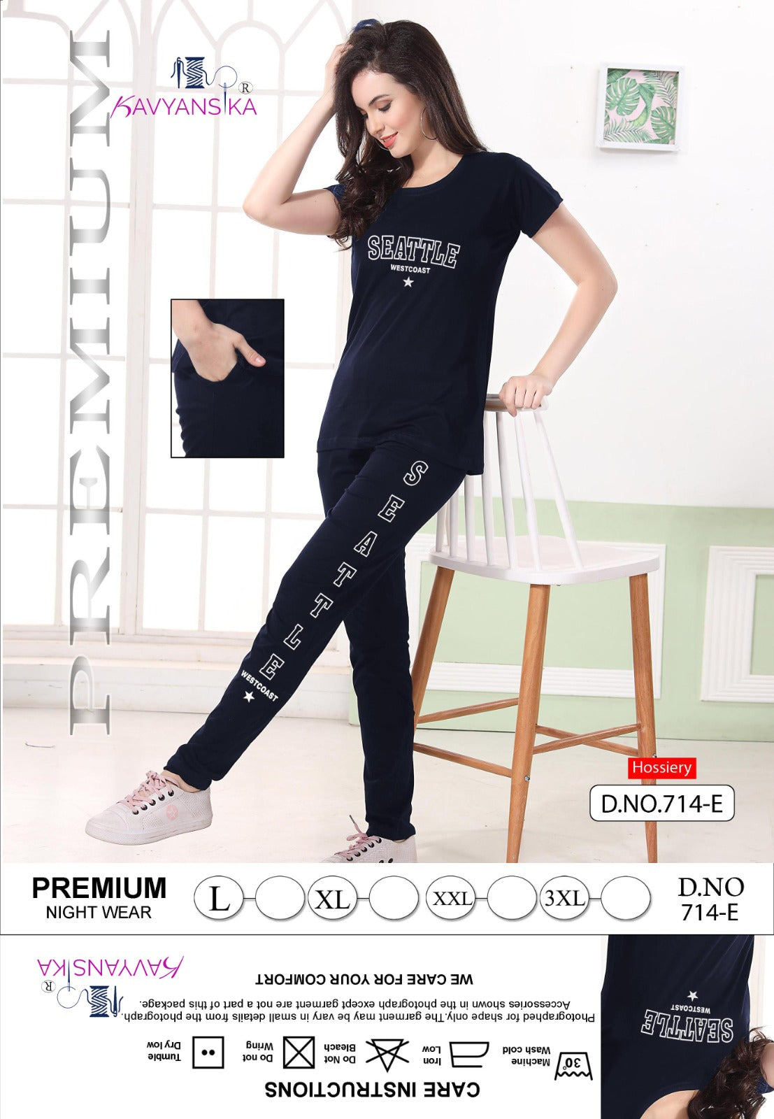 Design 714 Kavyansika Hosiery Cotton Pyjama Night Suits Exporter