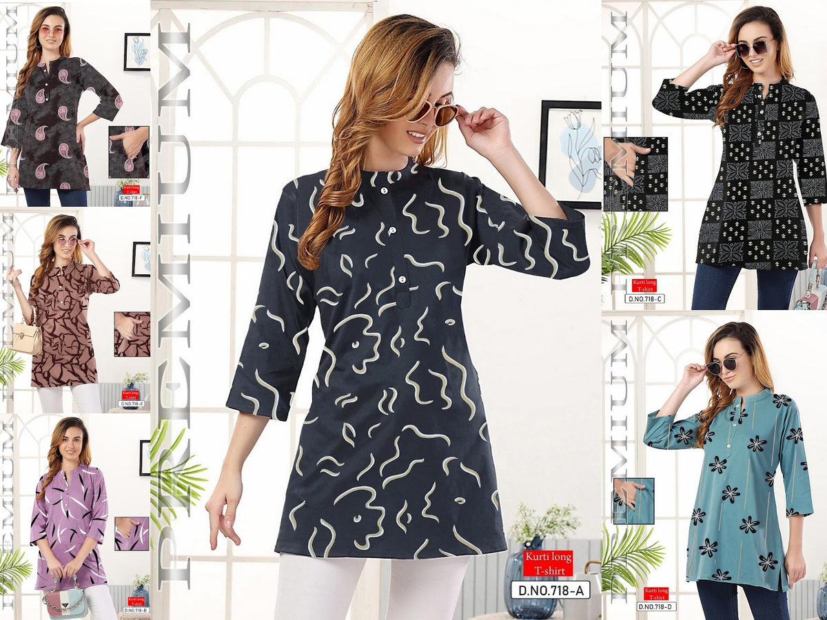 Design 718 Kavyansika Hosiery Short Kurtis Supplier India