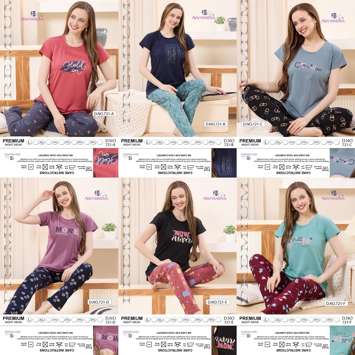 Design 721 Kavyansika Hosiery Cotton Pyjama Night Suits Supplier Gujarat