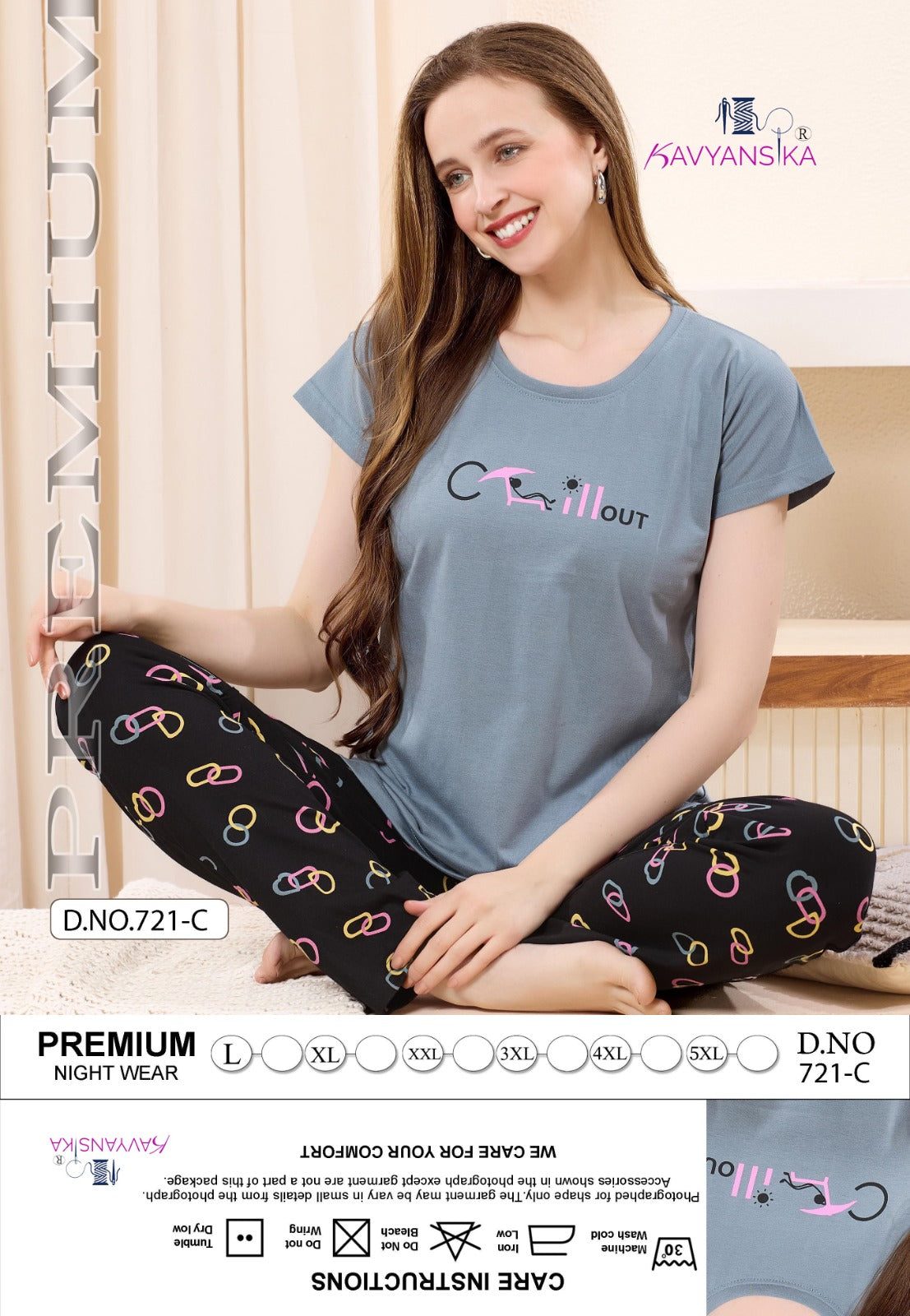 Design 721 Kavyansika Hosiery Cotton Pyjama Night Suits Supplier Gujarat