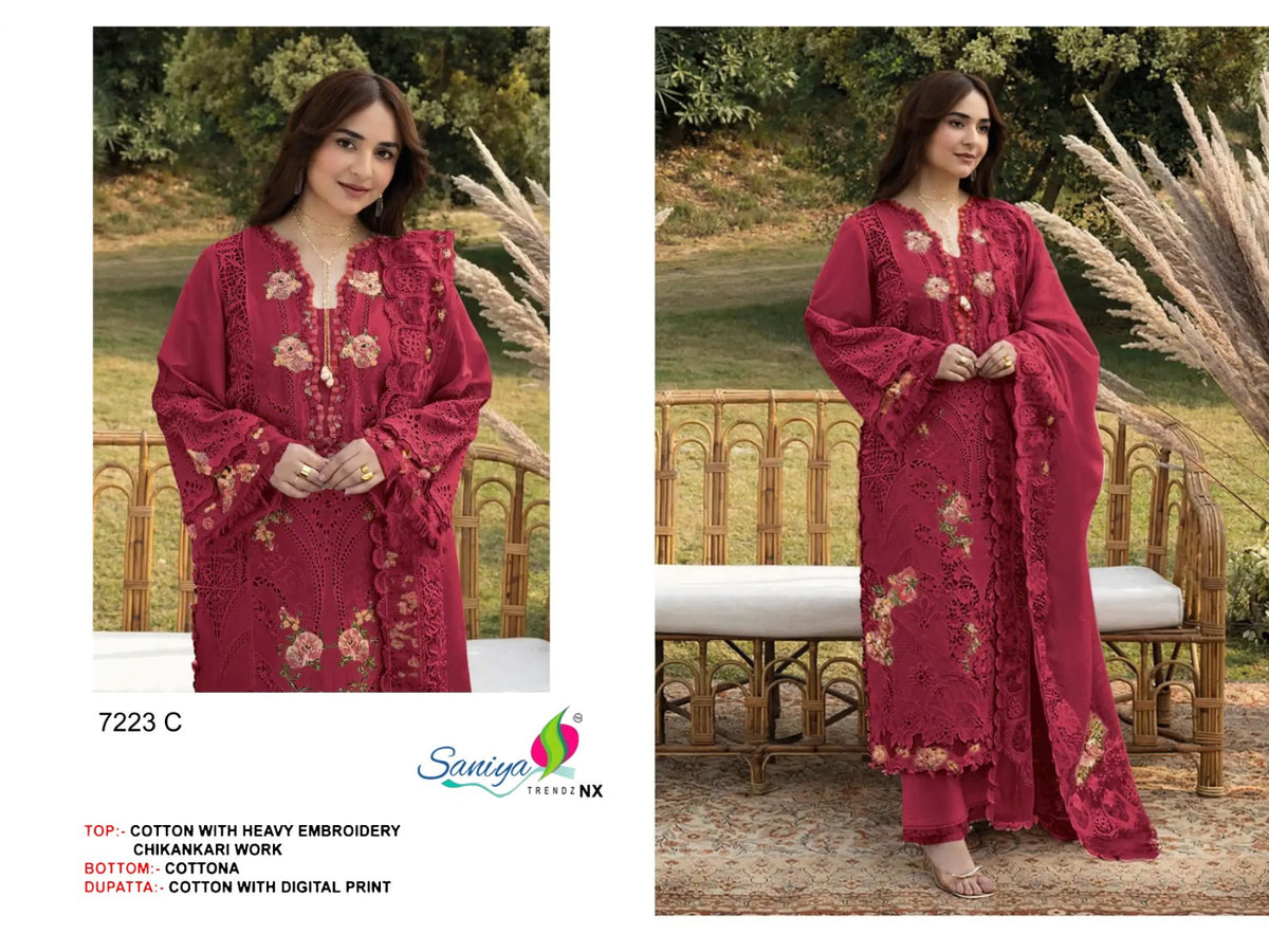 Design 7223 Abcde Saniya Trendz Cotton Pakistani Salwar Suits Supplier India