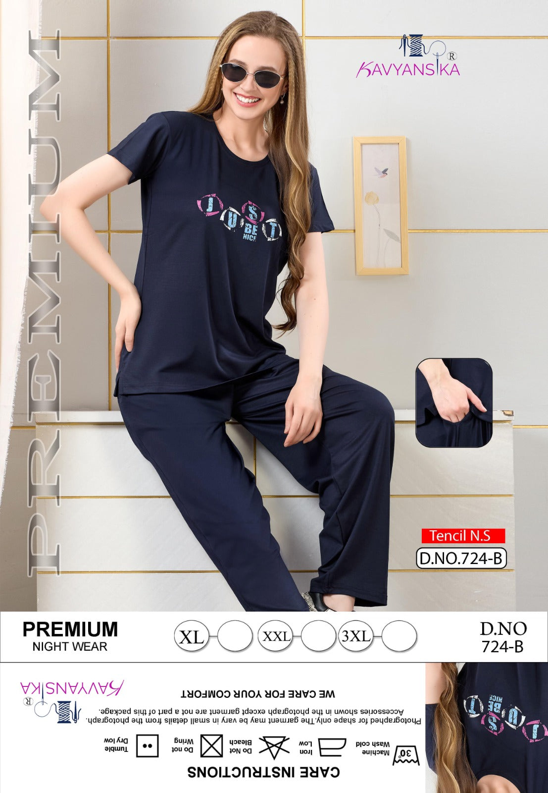 Design 724 Kavyansika Tencil Pyjama Night Suits Supplier Gujarat