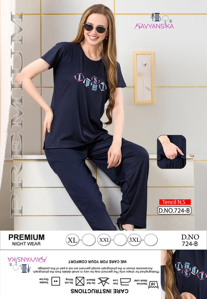 Design 724 Kavyansika Tencil Pyjama Night Suits Supplier Gujarat