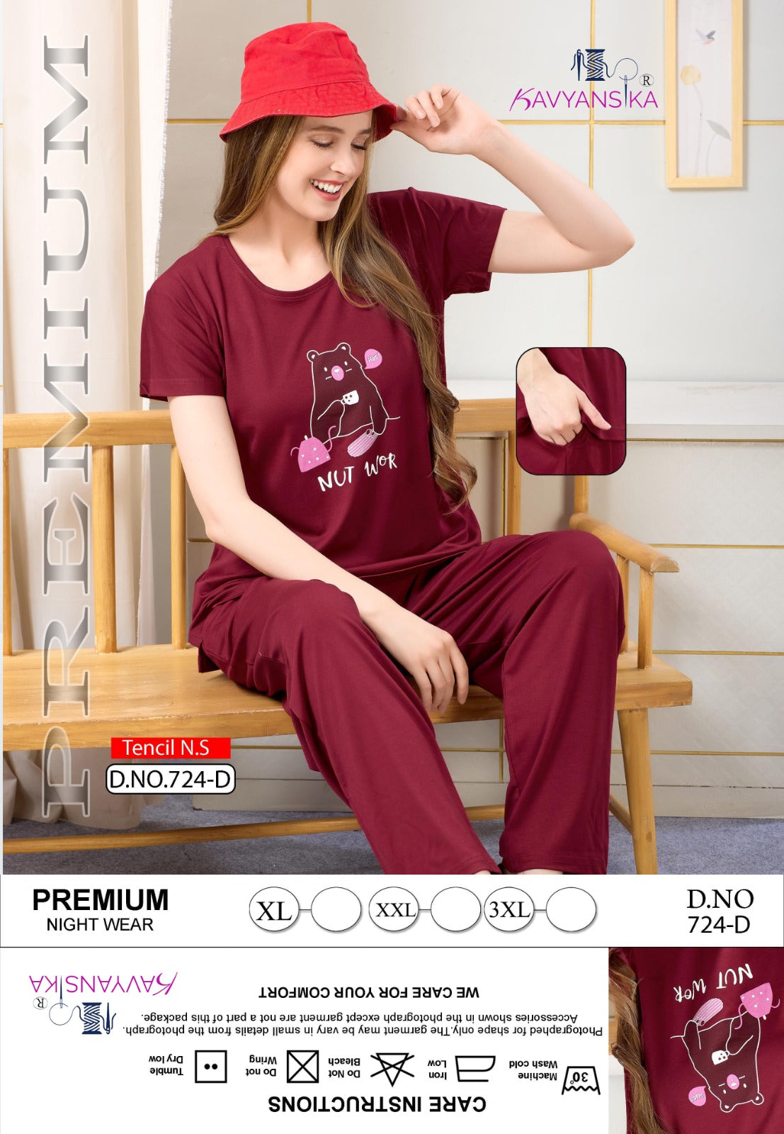 Design 724 Kavyansika Tencil Pyjama Night Suits Supplier Gujarat