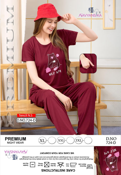 Design 724 Kavyansika Tencil Pyjama Night Suits Supplier Gujarat