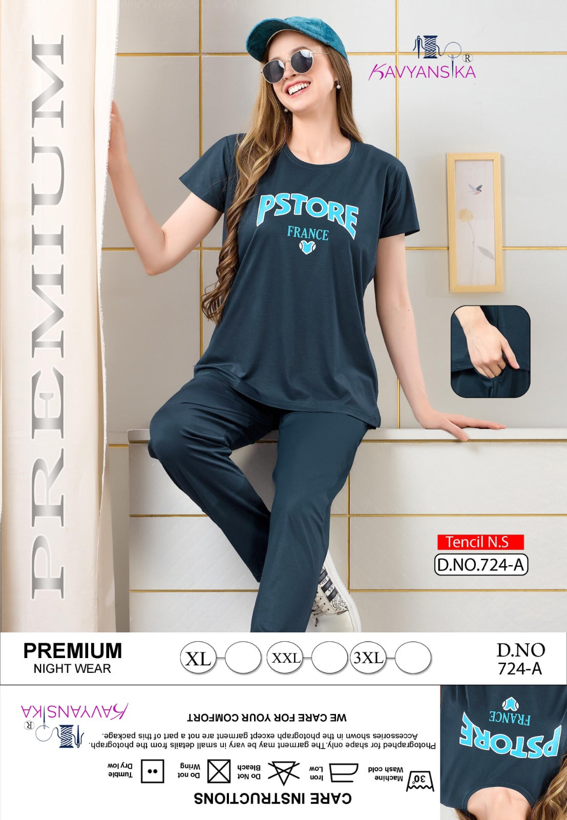 Design 724 Kavyansika Tencil Pyjama Night Suits Supplier Gujarat