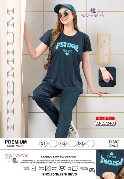Design 724 Kavyansika Tencil Pyjama Night Suits Supplier Gujarat