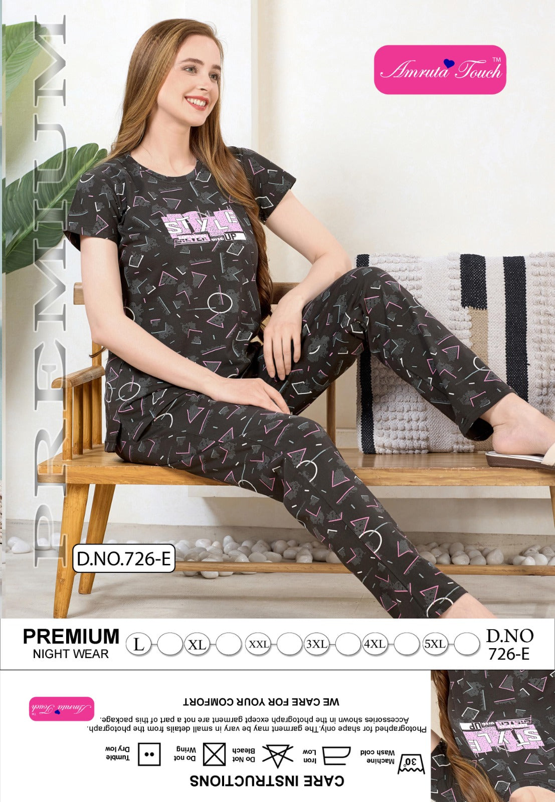 Design 726 Kavyansika Hosiery Cotton Pyjama Night Suits Supplier