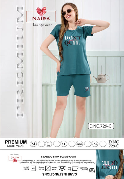 Design 729 Kavyansika Tencil Shorts Night Suits Wholesaler India