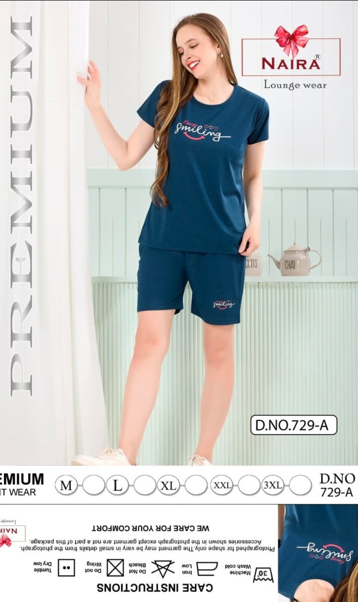 Design 729 Kavyansika Tencil Shorts Night Suits Wholesaler India
