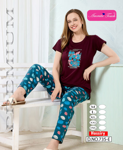 Design 735 Kavyansika Hosiery Cotton Pyjama Night Suits Exporter Gujarat