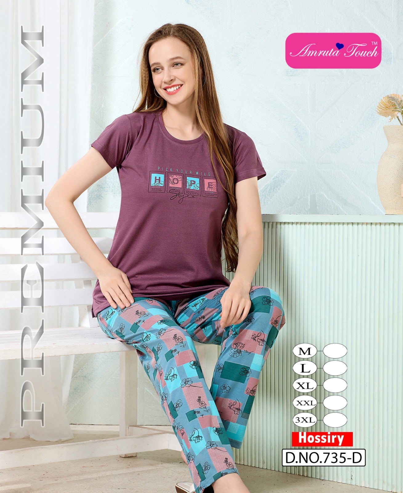 Design 735 Kavyansika Hosiery Cotton Pyjama Night Suits Exporter Gujarat