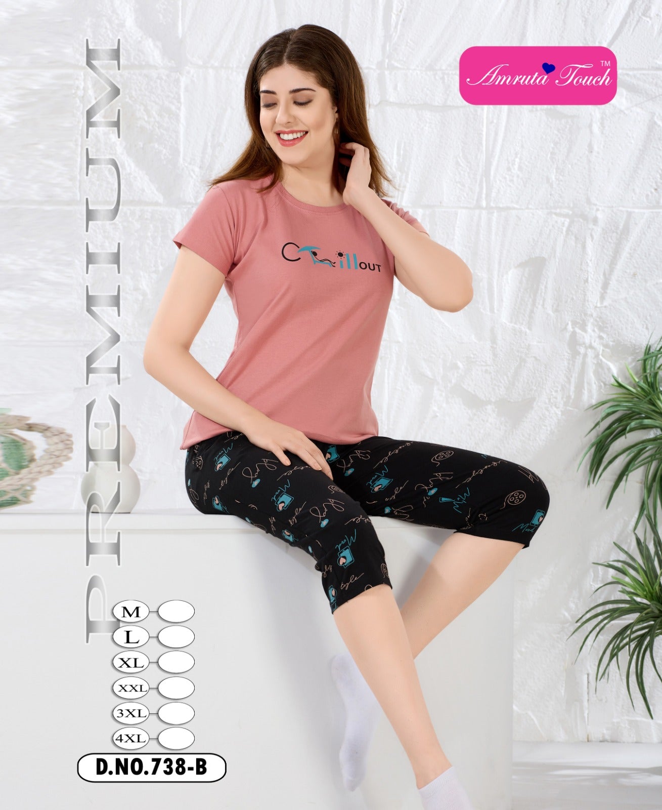 Design 738 Kavyansika Hosiery Cotton Capri Night Suits Exporter India