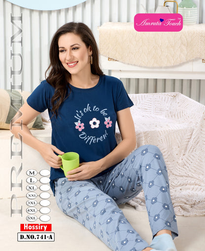 Design 741 Kavyansika Hosiery Cotton Pyjama Night Suits Wholesaler Gujarat