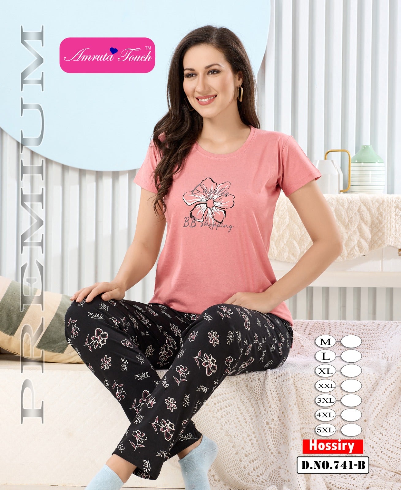 Design 741 Kavyansika Hosiery Cotton Pyjama Night Suits Wholesaler Gujarat