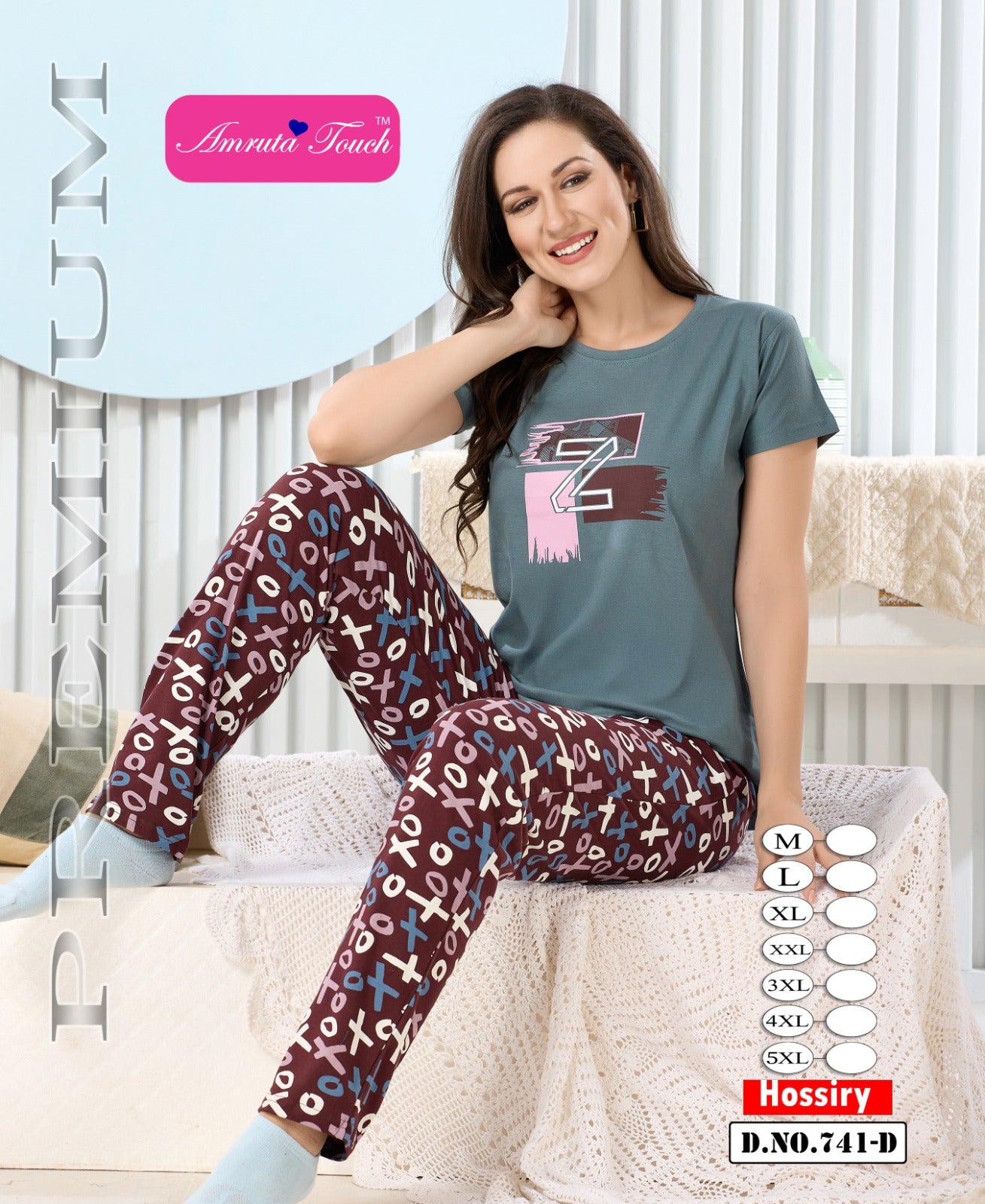 Design 741 Kavyansika Hosiery Cotton Pyjama Night Suits Wholesaler Gujarat
