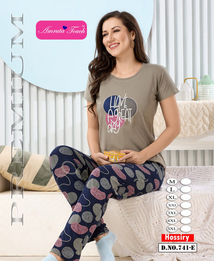 Design 741 Kavyansika Hosiery Cotton Pyjama Night Suits Wholesaler Gujarat