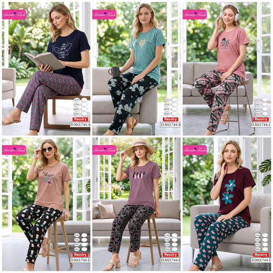 Design 744 Kavyansika Hosiery Cotton Pyjama Night Suits Wholesaler India