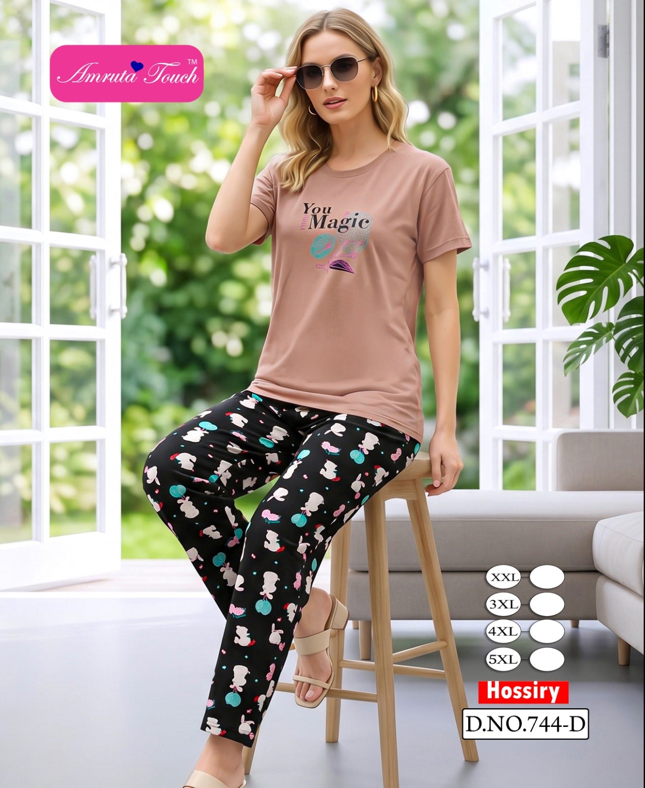 Design 744 Kavyansika Hosiery Cotton Pyjama Night Suits Wholesaler India