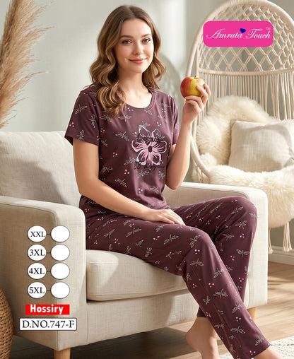Design 747 Kavyansika Hosiery Pyjama Night Suits Wholesaler India