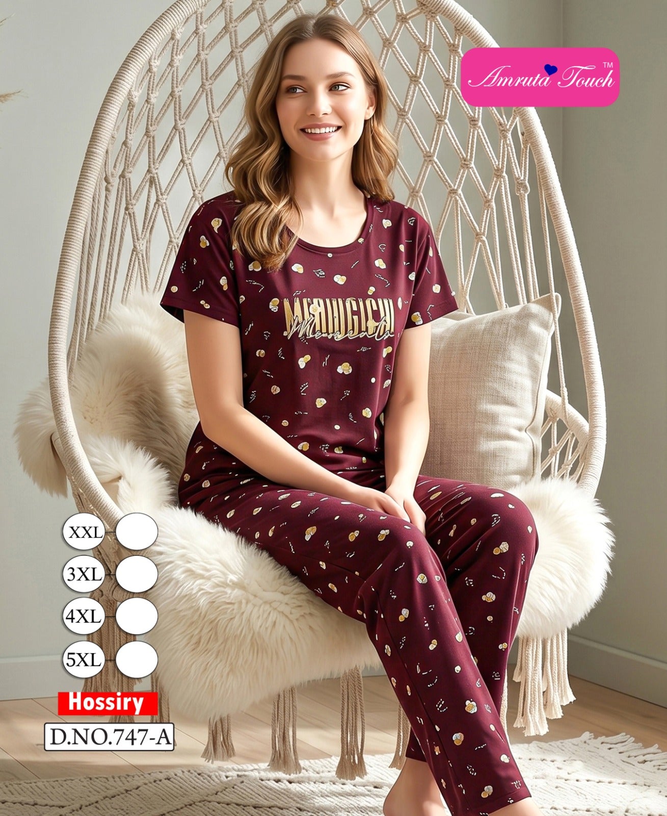 Design 747 Kavyansika Hosiery Pyjama Night Suits Wholesaler India
