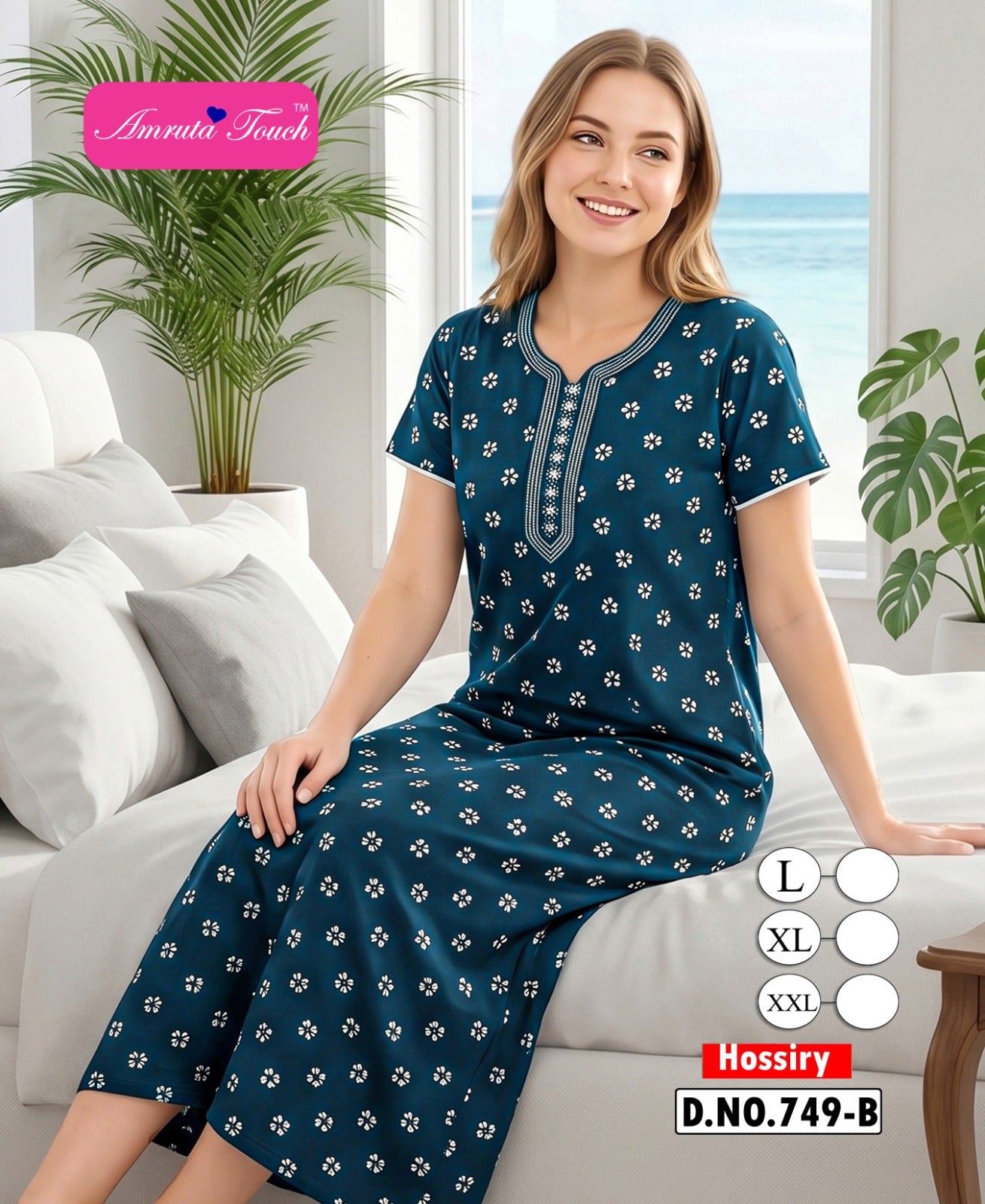 Design 749 Kavyansika Hosiery Cotton Night Gowns Exporter Ahmedabad
