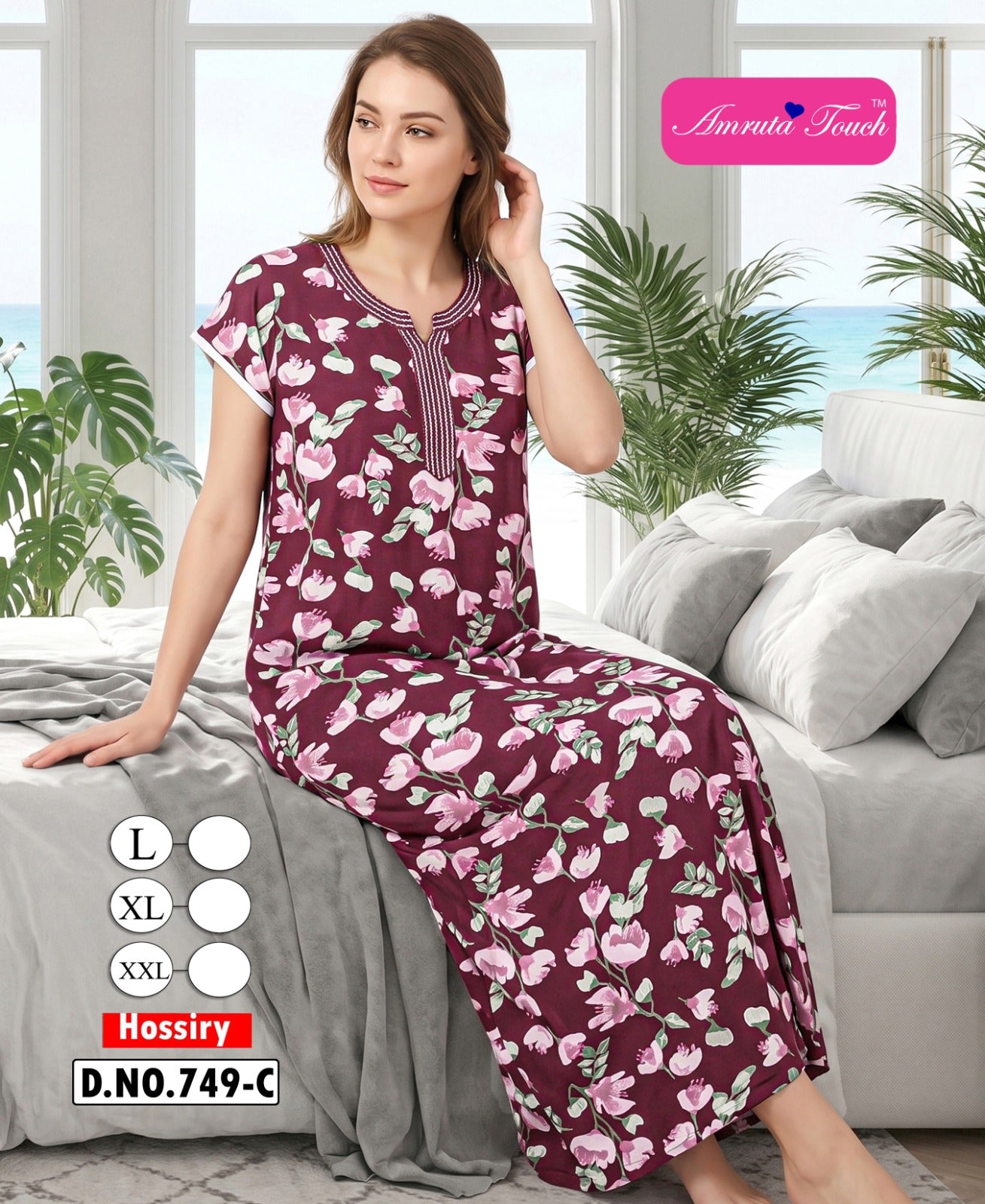 Design 749 Kavyansika Hosiery Cotton Night Gowns Exporter Ahmedabad
