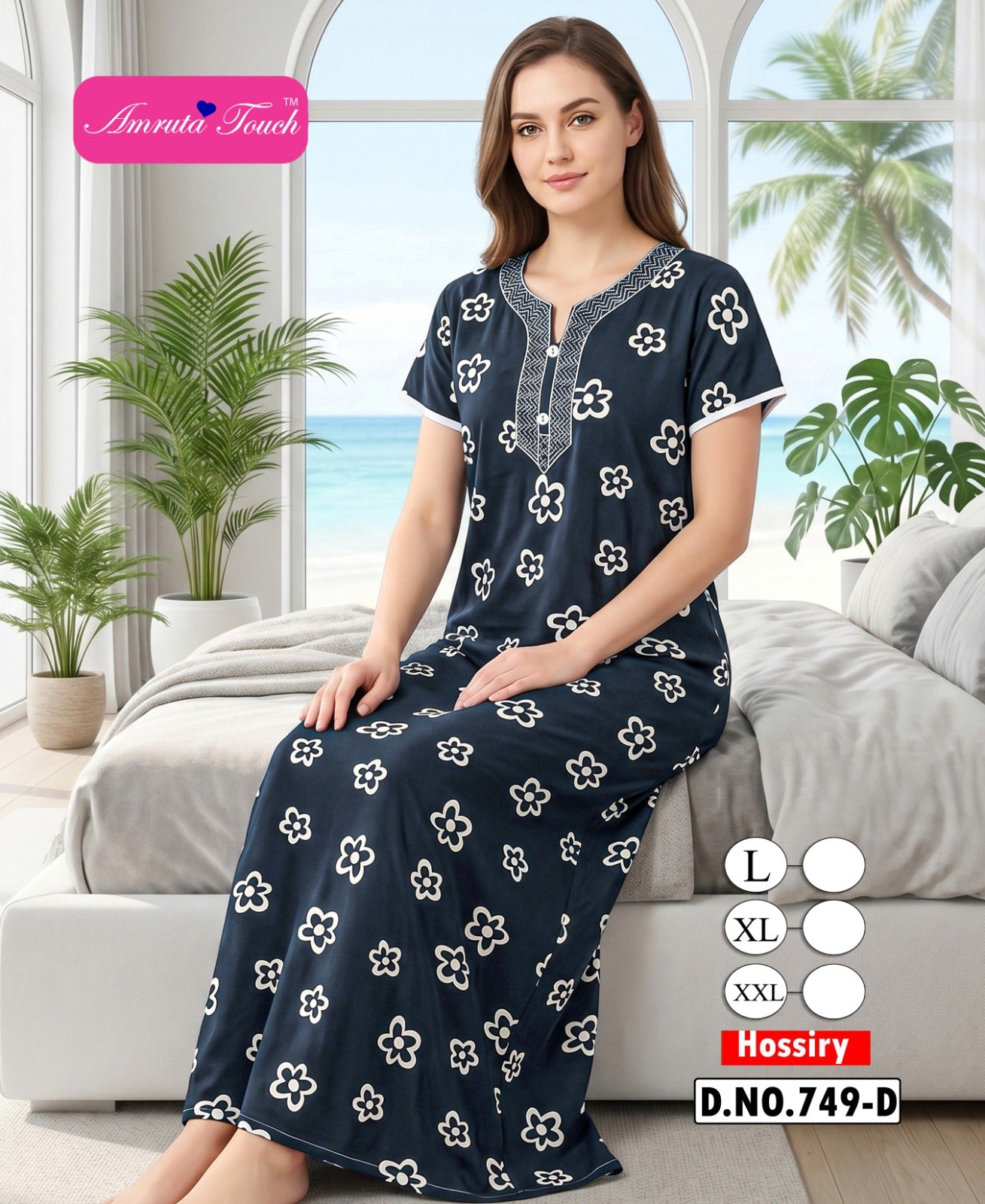 Design 749 Kavyansika Hosiery Cotton Night Gowns Exporter Ahmedabad