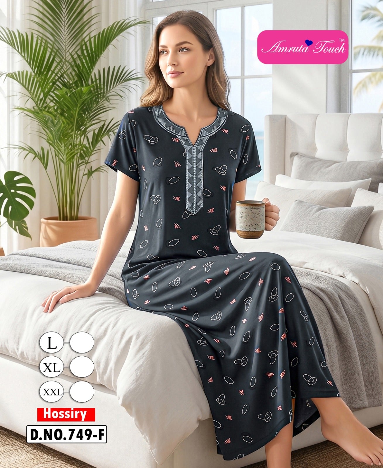 Design 749 Kavyansika Hosiery Cotton Night Gowns Exporter Ahmedabad