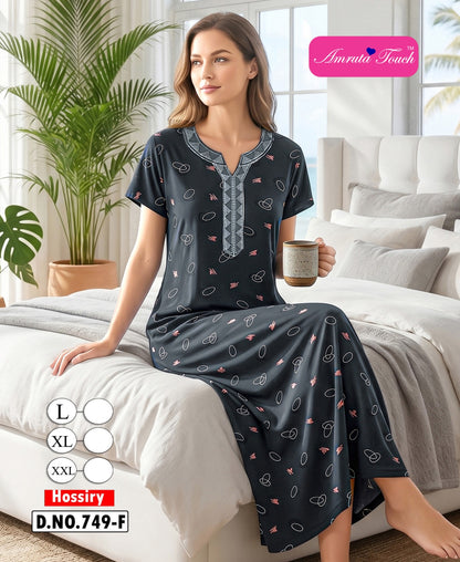 Design 749 Kavyansika Hosiery Cotton Night Gowns Exporter Ahmedabad