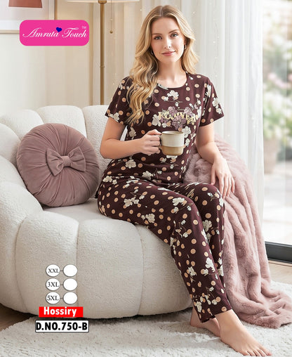 Design 750 Kavyansika Hosiery Pyjama Night Suits Exporter India