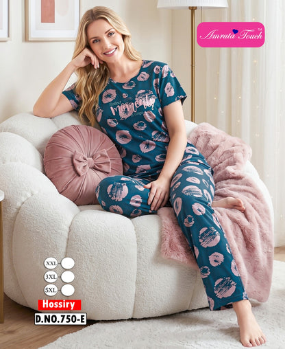 Design 750 Kavyansika Hosiery Pyjama Night Suits Exporter India